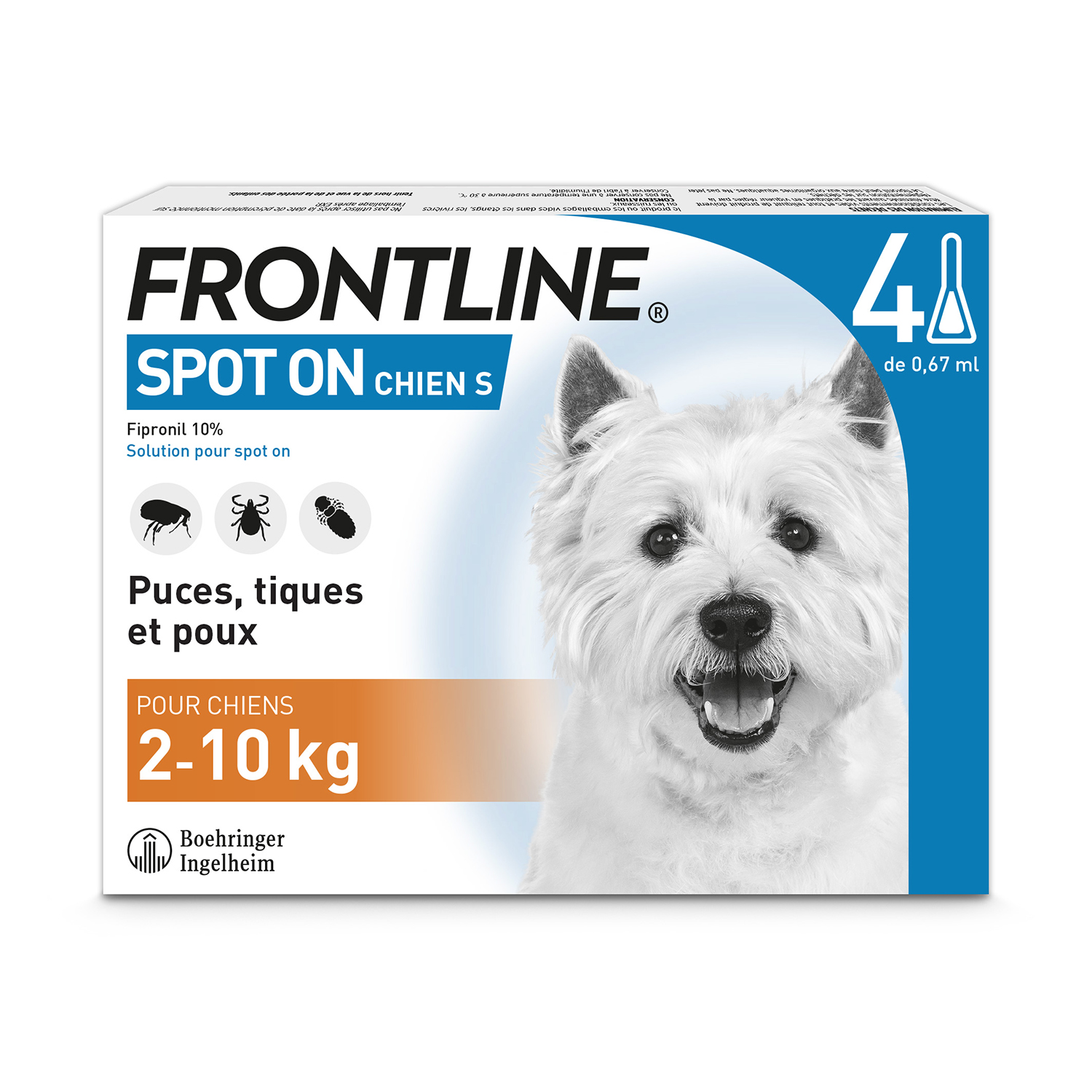 Frontline SpotOn Chien Taille S 4 pipettes