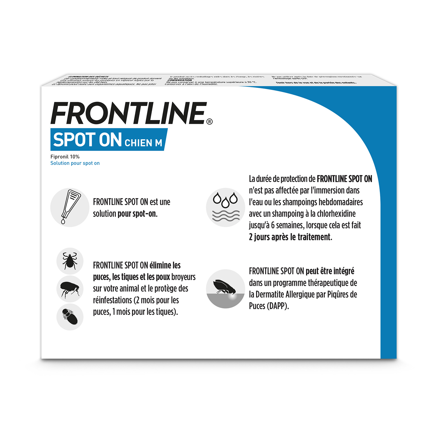 Frontline SpotOn Chien Taille M 4 pipettes arriere
