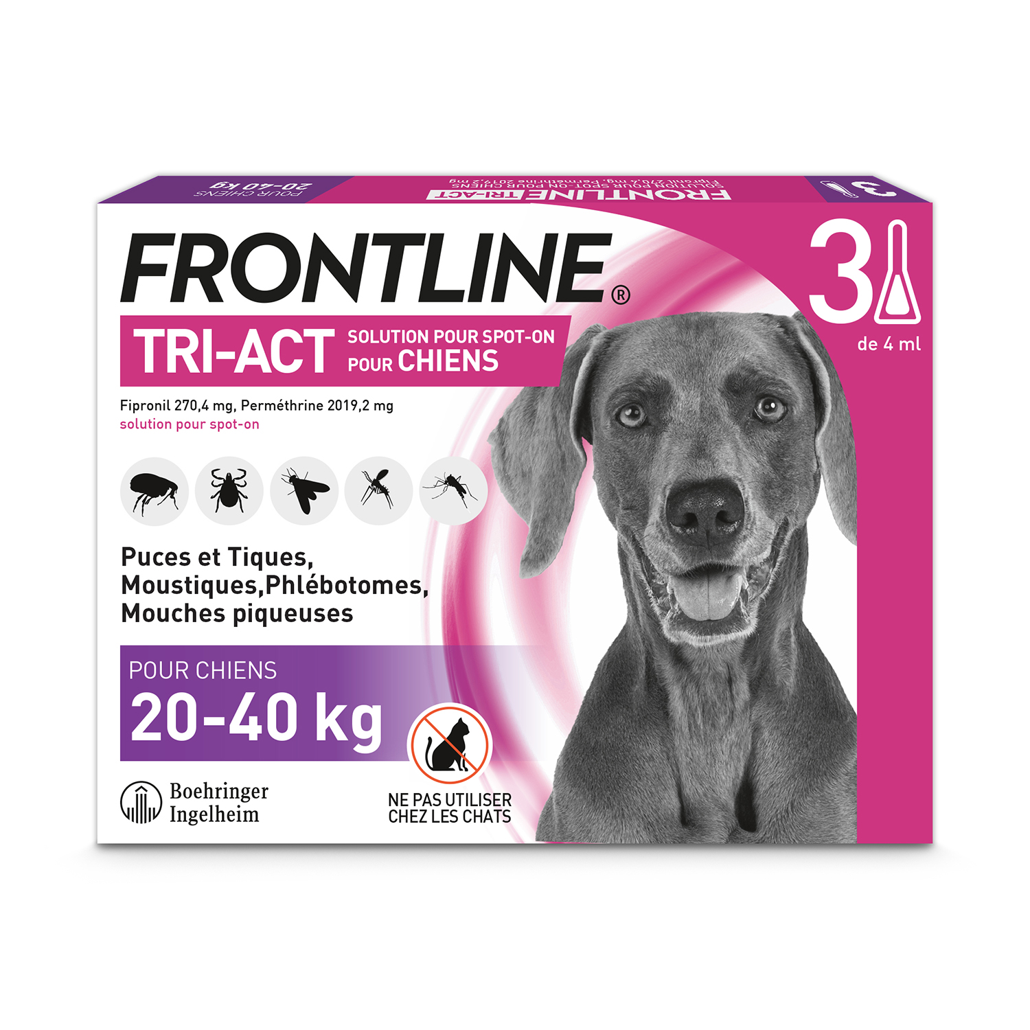 Frontline TriAct Chien Taille L 3 pipettes