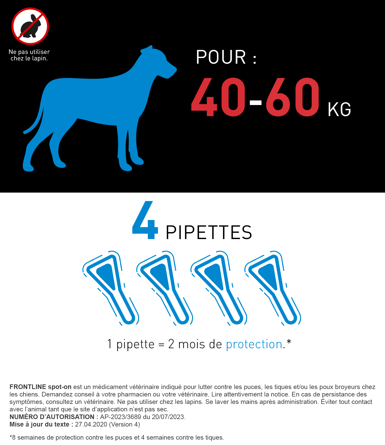 40-60kg spot on chien