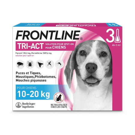 Frontline TriAct Chien Taille M 3 pipettes anti puce tique chien chiot